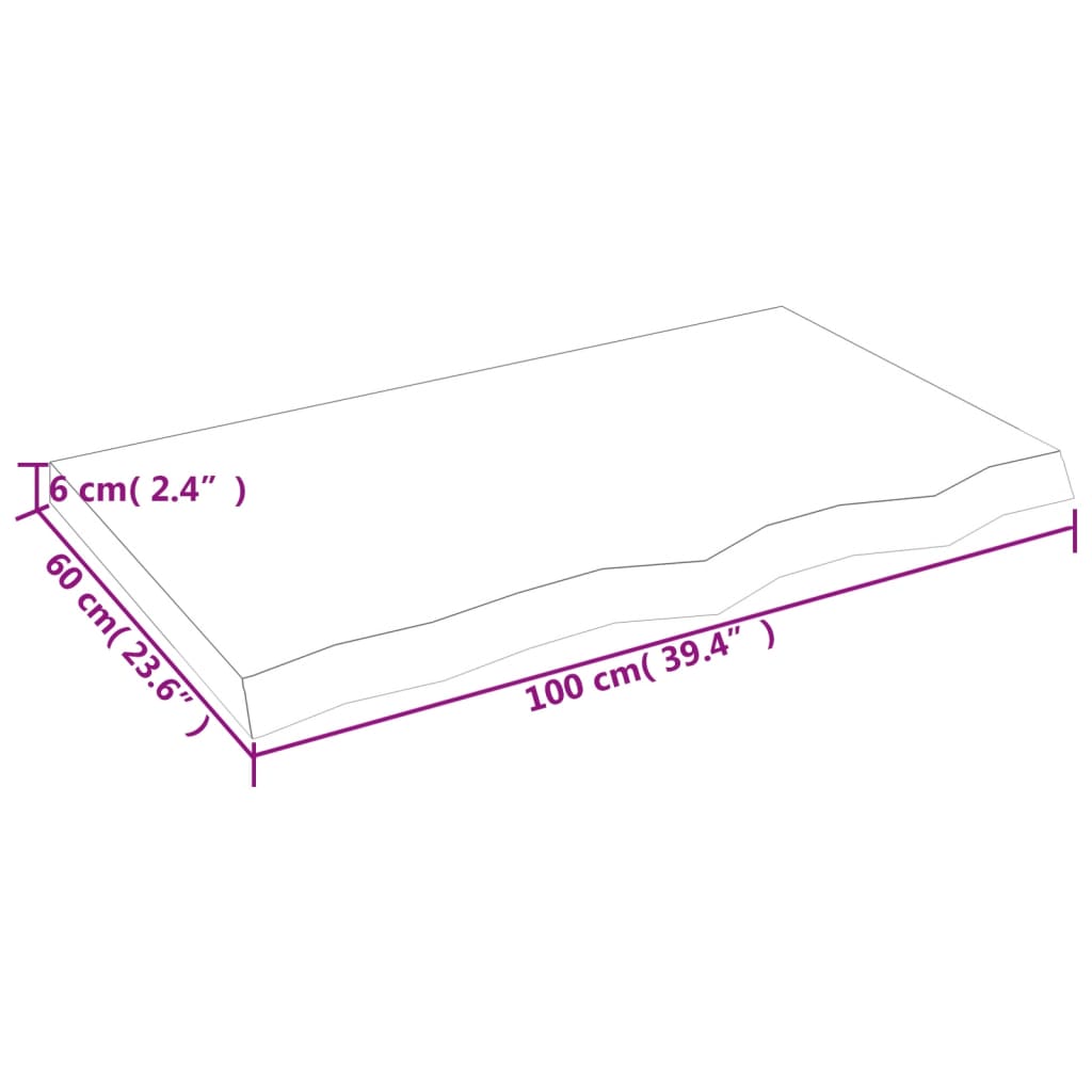 vidaXL Blat do łazienki, ciemnobrązowy, 100x60x(2-6) cm, lite drewno