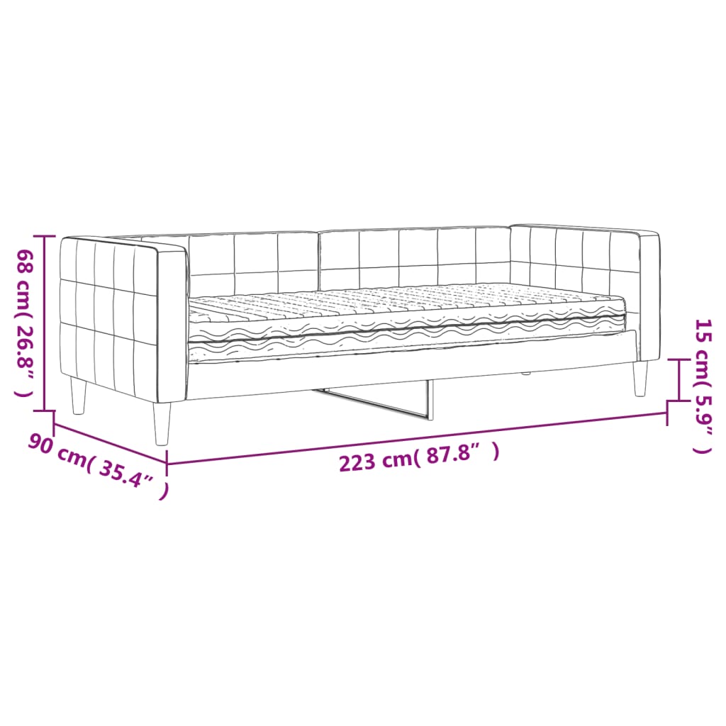 vidaXL Sofa z materacem do spania, czarna, 80x200 cm, aksamit