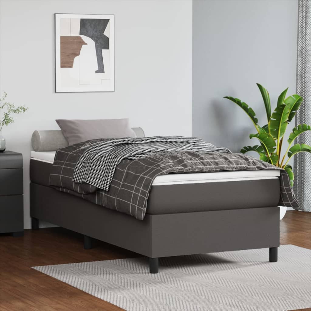 vidaXL Rama łóżka, szara, 100x200 cm, sztuczna skóra