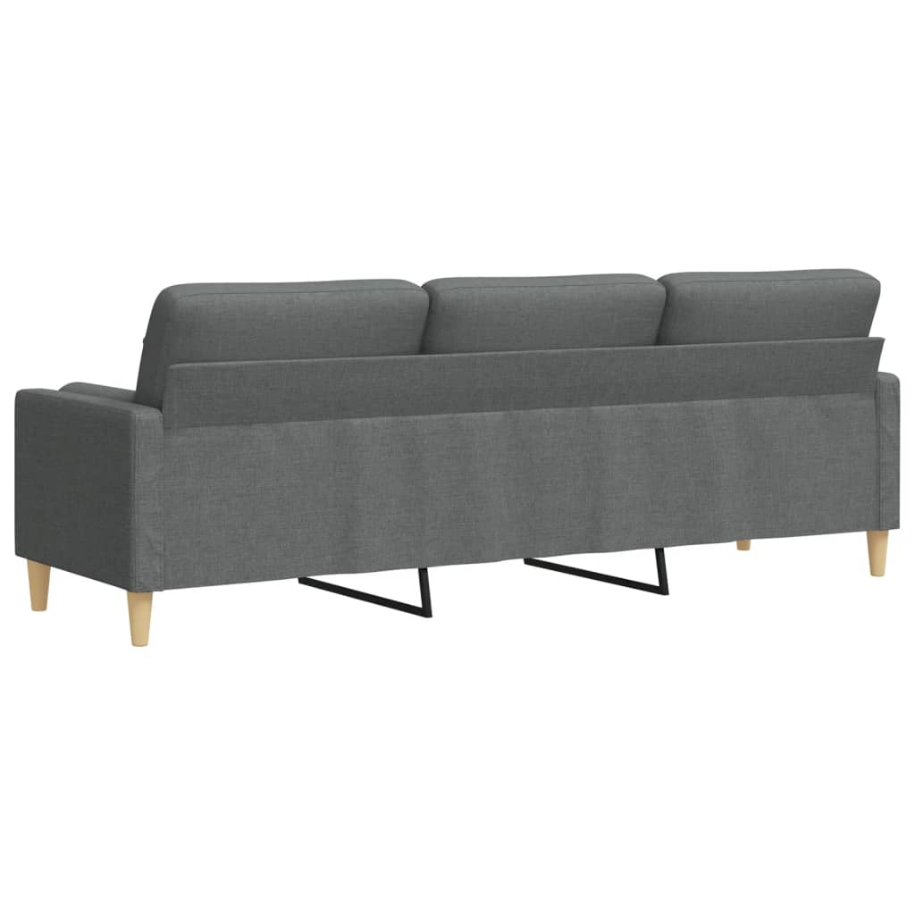 vidaXL 3-osobowa sofa z poduszkami, ciemnoszara, 210 cm, obita tkaniną