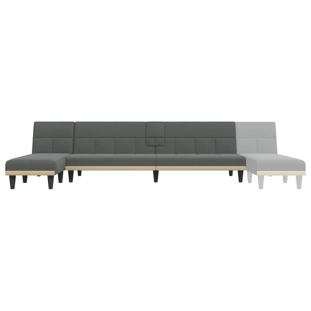 vidaXL Sofa rozkładana L, ciemnoszara, 255x140x70 cm, tkanina