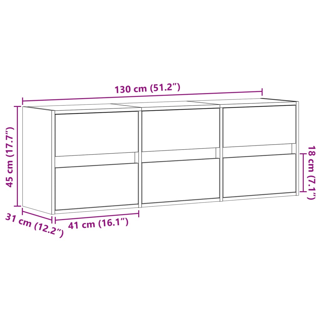 vidaXL Ścienna szafka TV z LED, czarna, 130x31x45 cm