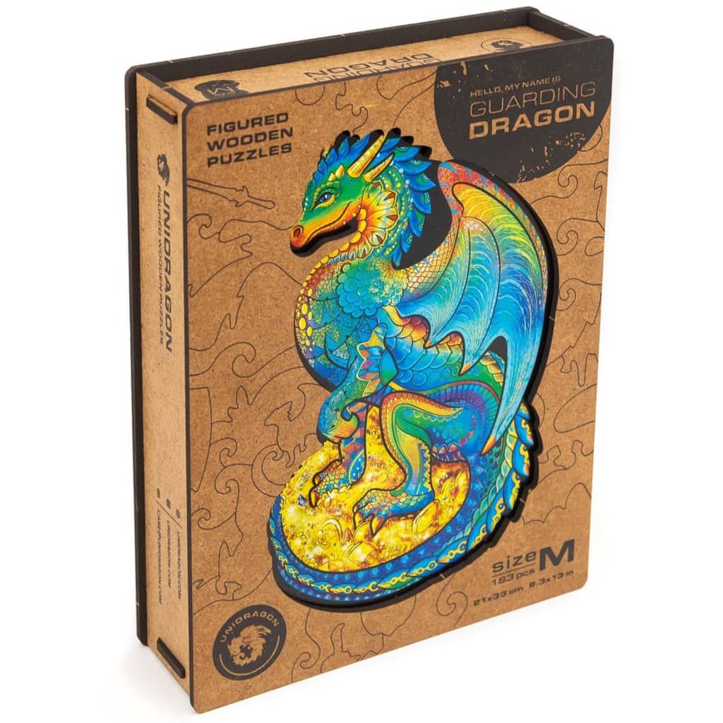 UNIDRAGON 183-częściowe, drewniane puzzle Guarding Dragon, M, 21x33 cm