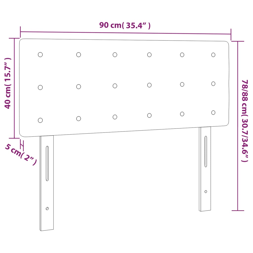 vidaXL Zagłówek do łóżka z LED, ciemnoszary, 90x5x78/88 cm, tkanina