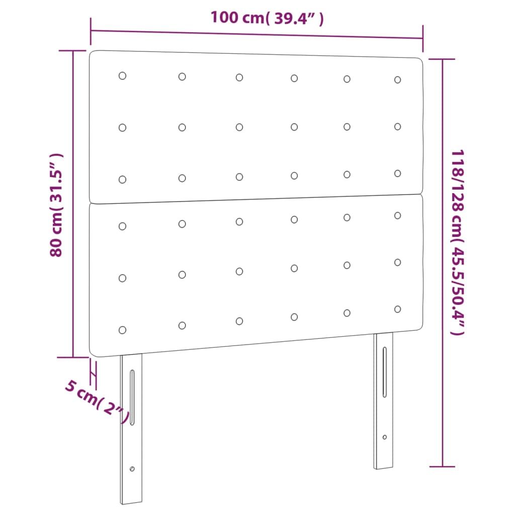 vidaXL Zagłówek do łóżka z LED, taupe, 100x5x118/128 cm, tkanina