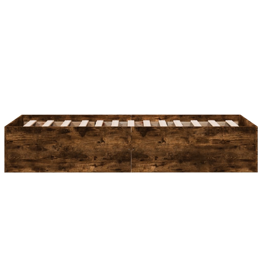 vidaXL Rama łóżka, przydymiony dąb, 90x200 cm, materiał drewnopochodny
