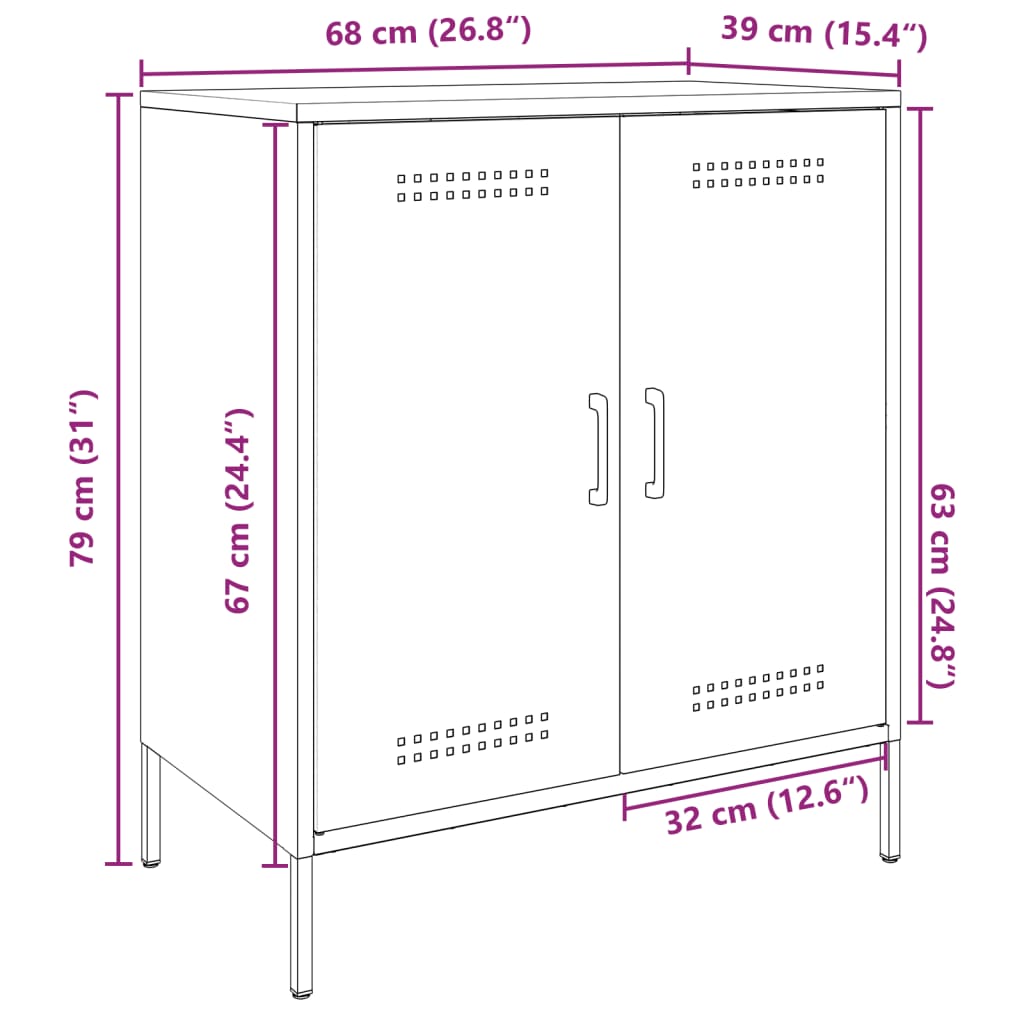 vidaXL Szafka, czarna, 68x39x79 cm, stal