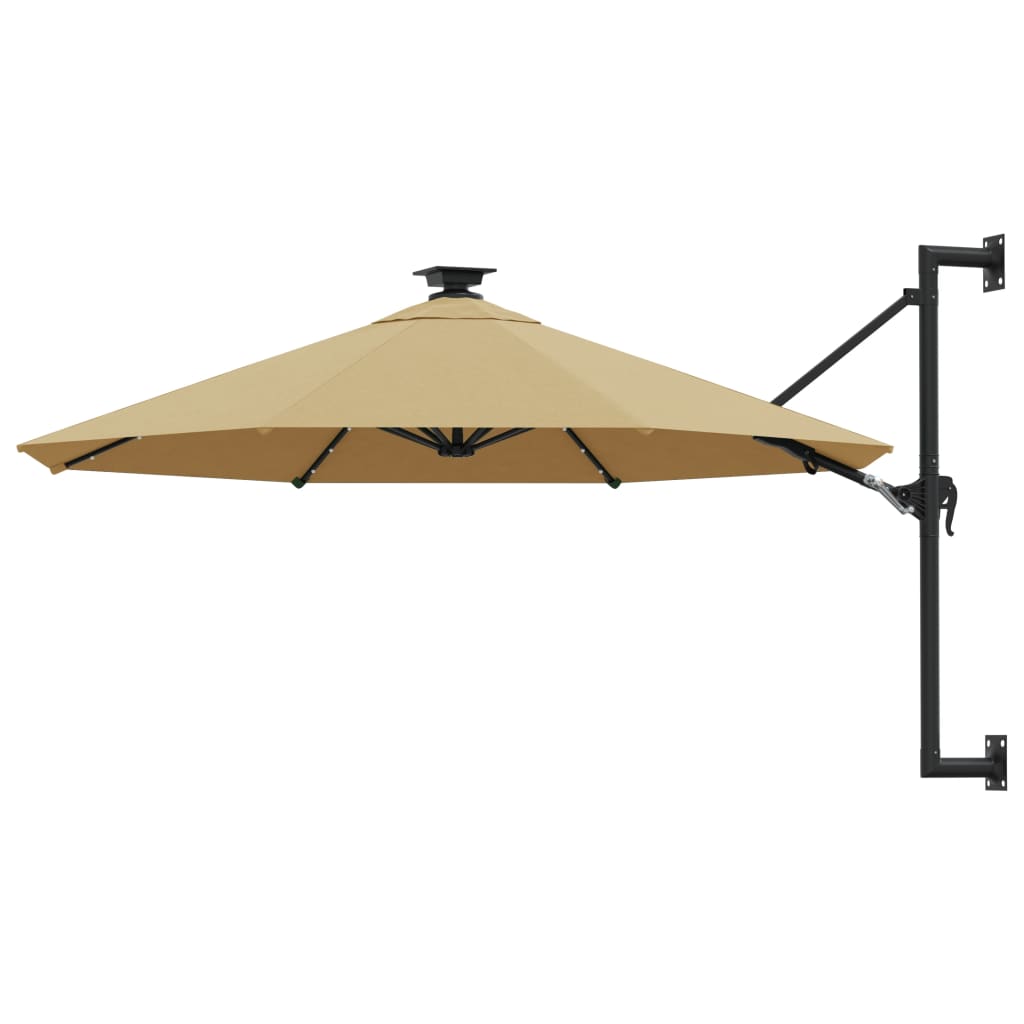 vidaXL Parasol ogrodowy z LED, ścienny, 300 cm, taupe