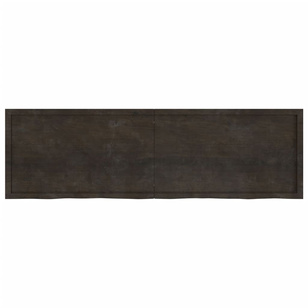 vidaXL Blat stołu, ciemnobrązowy, 200x60x(2-4) cm, lite drewno dębowe