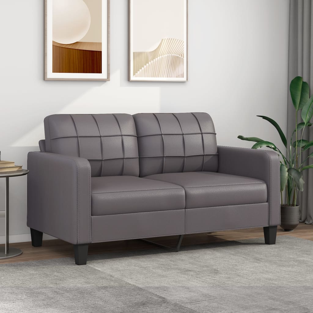 vidaXL 2-osobowa sofa, szary, 140 cm, sztuczna skóra