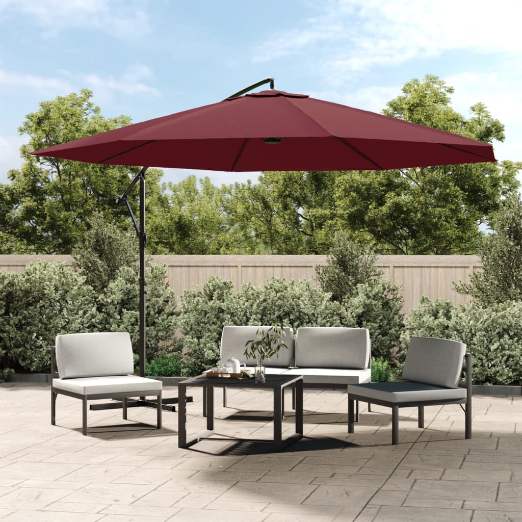 vidaXL Parasol wiszący z aluminiowym słupkiem, 350 cm, bordowy