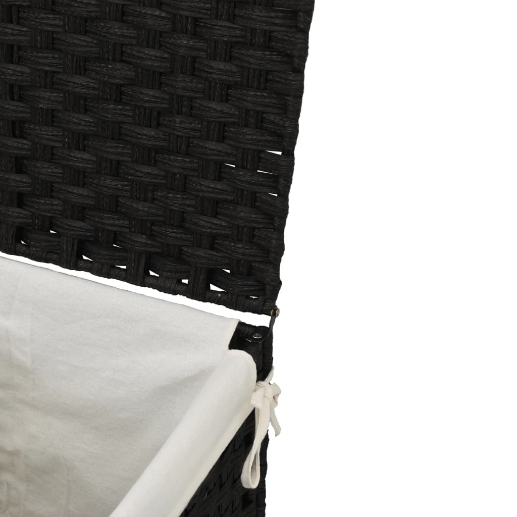 vidaXL Kosz na pranie z pokrywą, czarny, 46x33x60 cm, polirattan