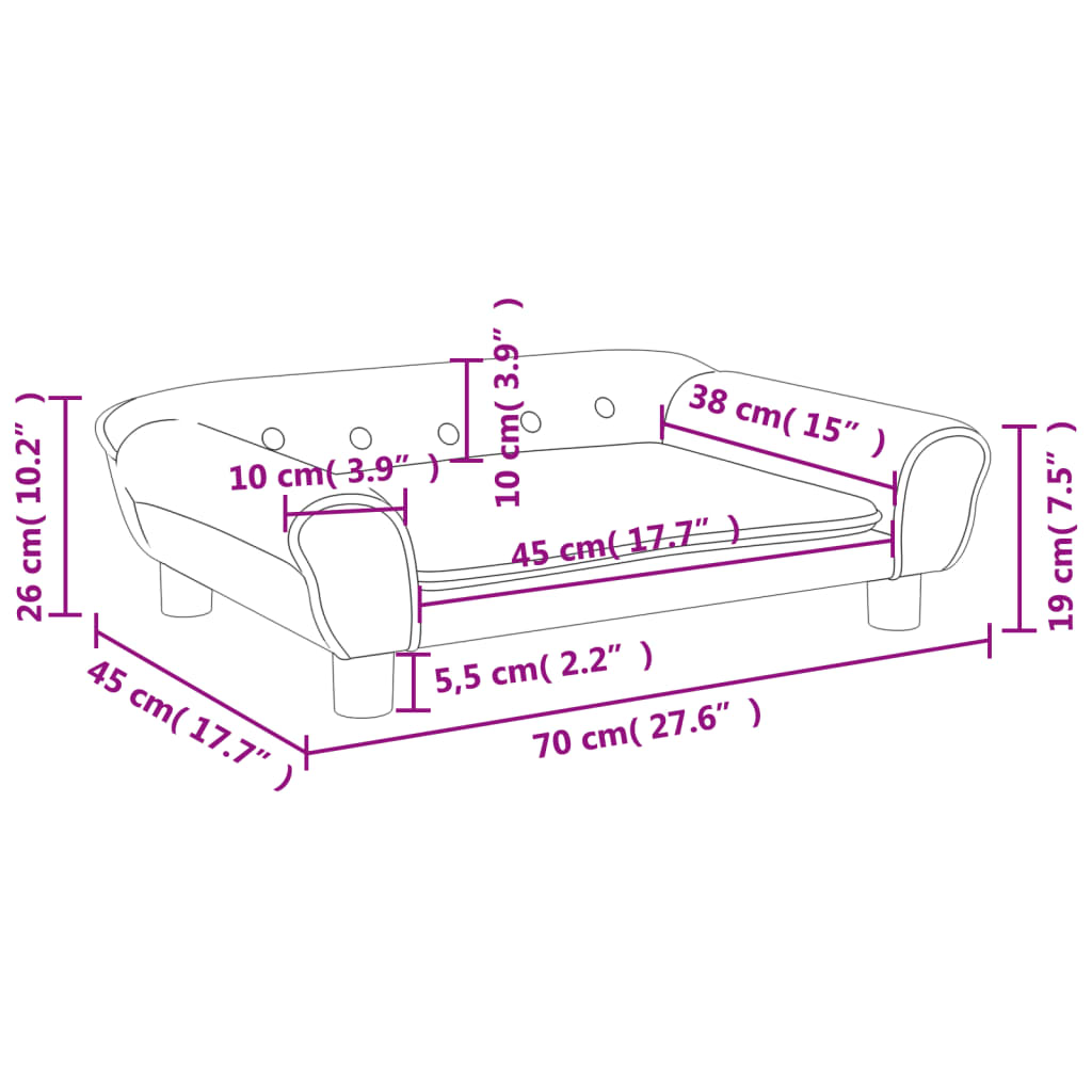 vidaXL Sofa dla dzieci, ciemnoszara, 70x45x26 cm, aksamit