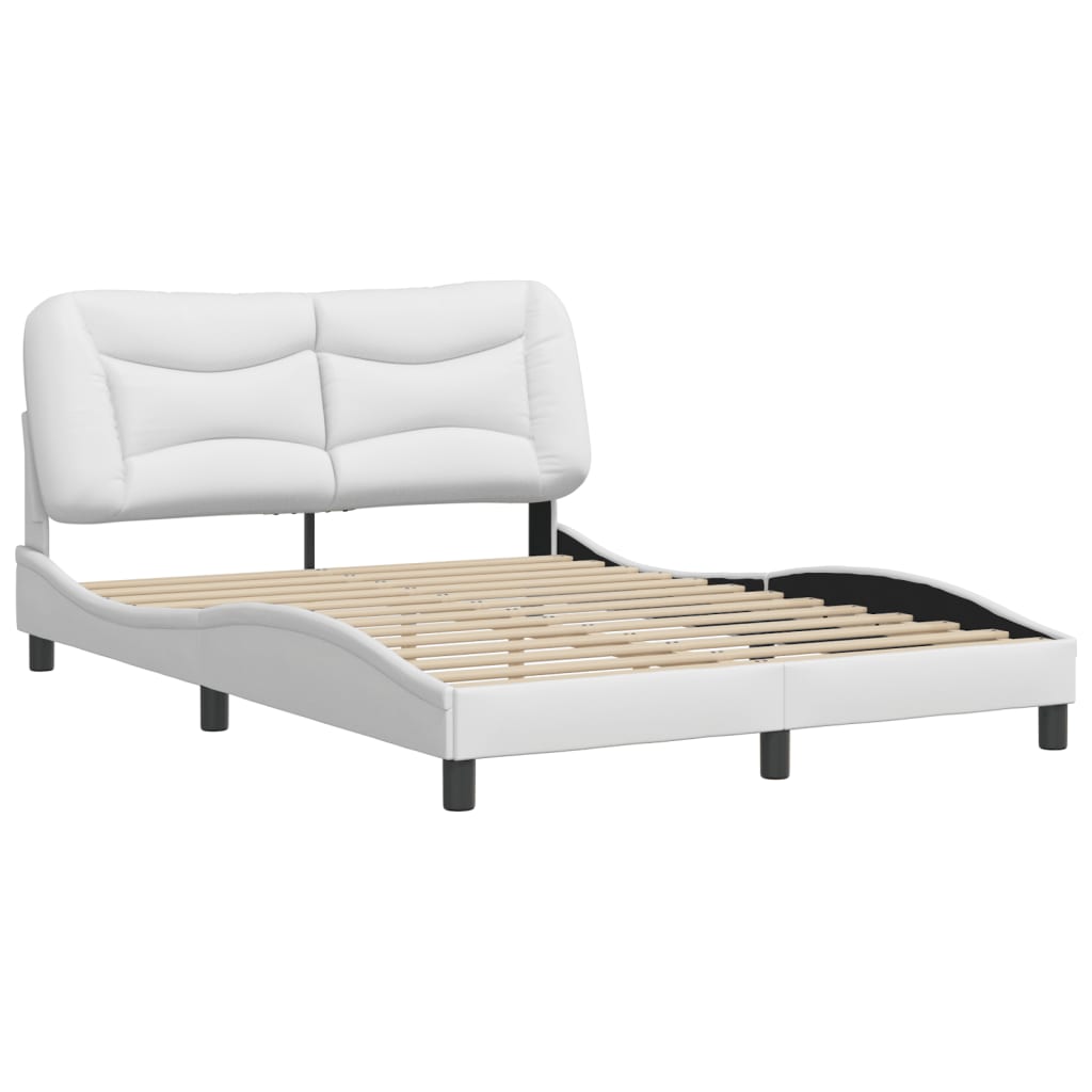 vidaXL Rama łóżka z zagłówkiem, biała, 120x200 cm, sztuczna skóra