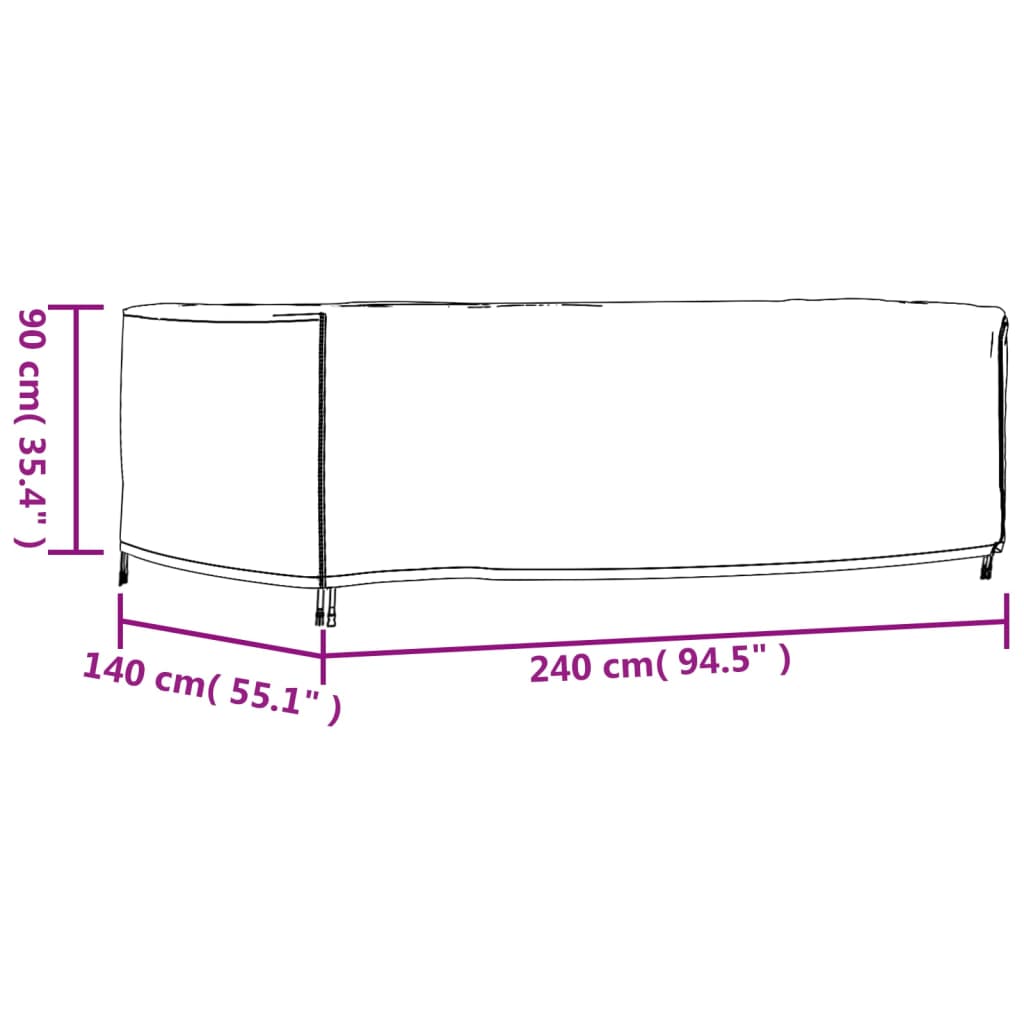 vidaXL Pokrowiec na meble ogrodowe, czarny 240x140x90 cm, wodoszczelny