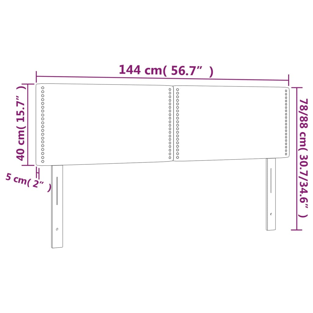 vidaXL Zagłówek do łóżka z LED, czarny, 144x5x78/88 cm, sztuczna skóra