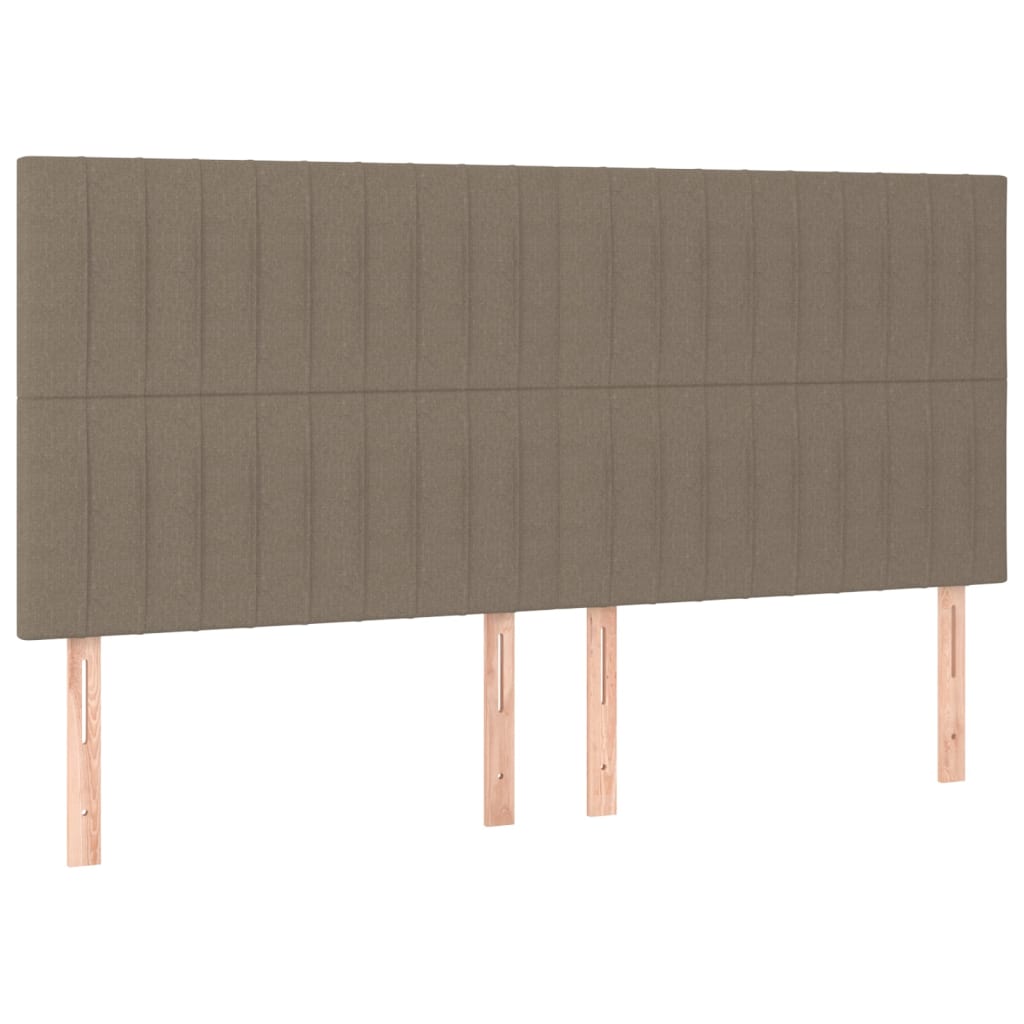 vidaXL Zagłówek do łóżka z LED, taupe, 200x5x118/128 cm, tkanina