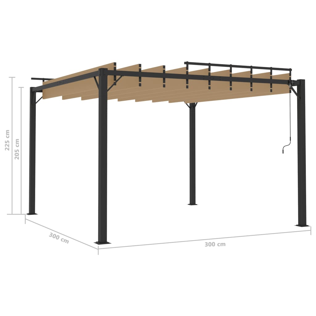 vidaXL Altana z żaluzjowym dachem 3x3 m, taupe, tkanina i aluminium