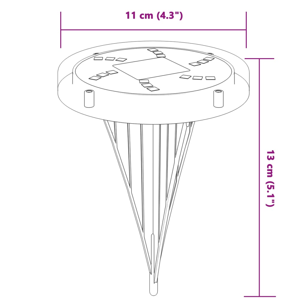 vidaXL Solarne lampki gruntowe, z kolcami, 4 szt., ciepłe białe