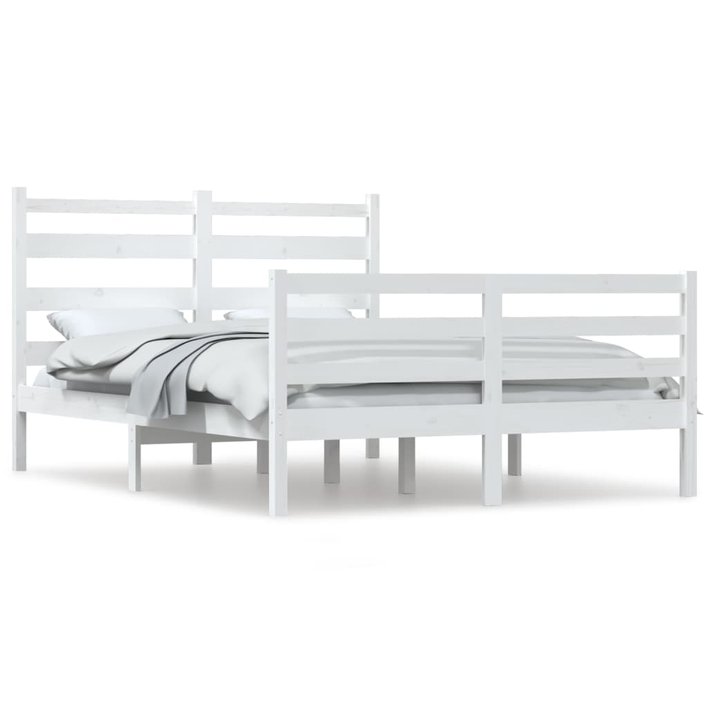 vidaXL Rama łóżka, lite drewno sosnowe, 120 x 200 cm, biała