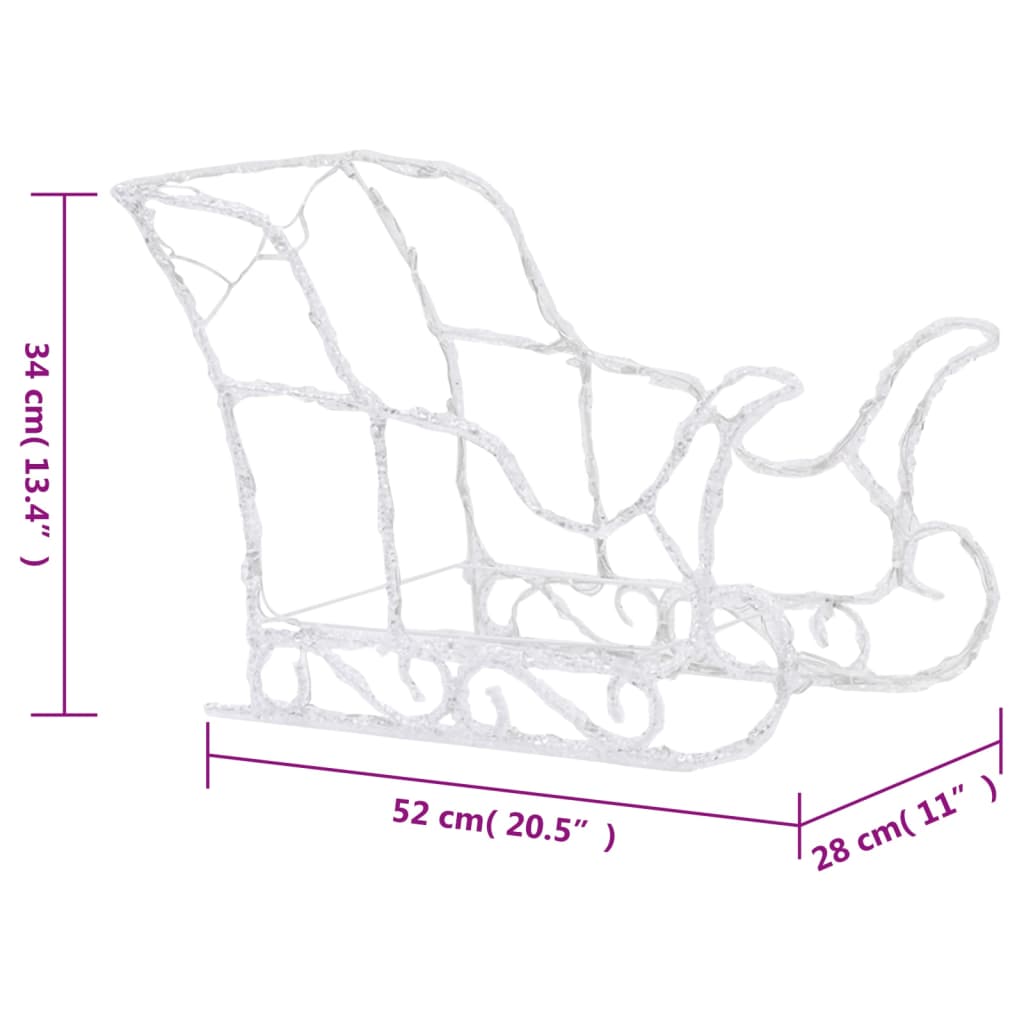 vidaXL Świąteczna dekoracja renifery z saniami, 160 diod LED, 130 cm