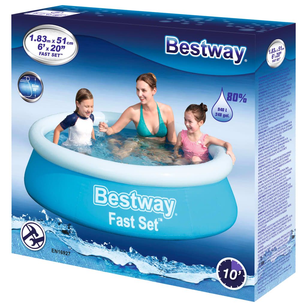 Bestway Nadmuchiwany basen Fast Set, okrągły, 183x51 cm, niebieski