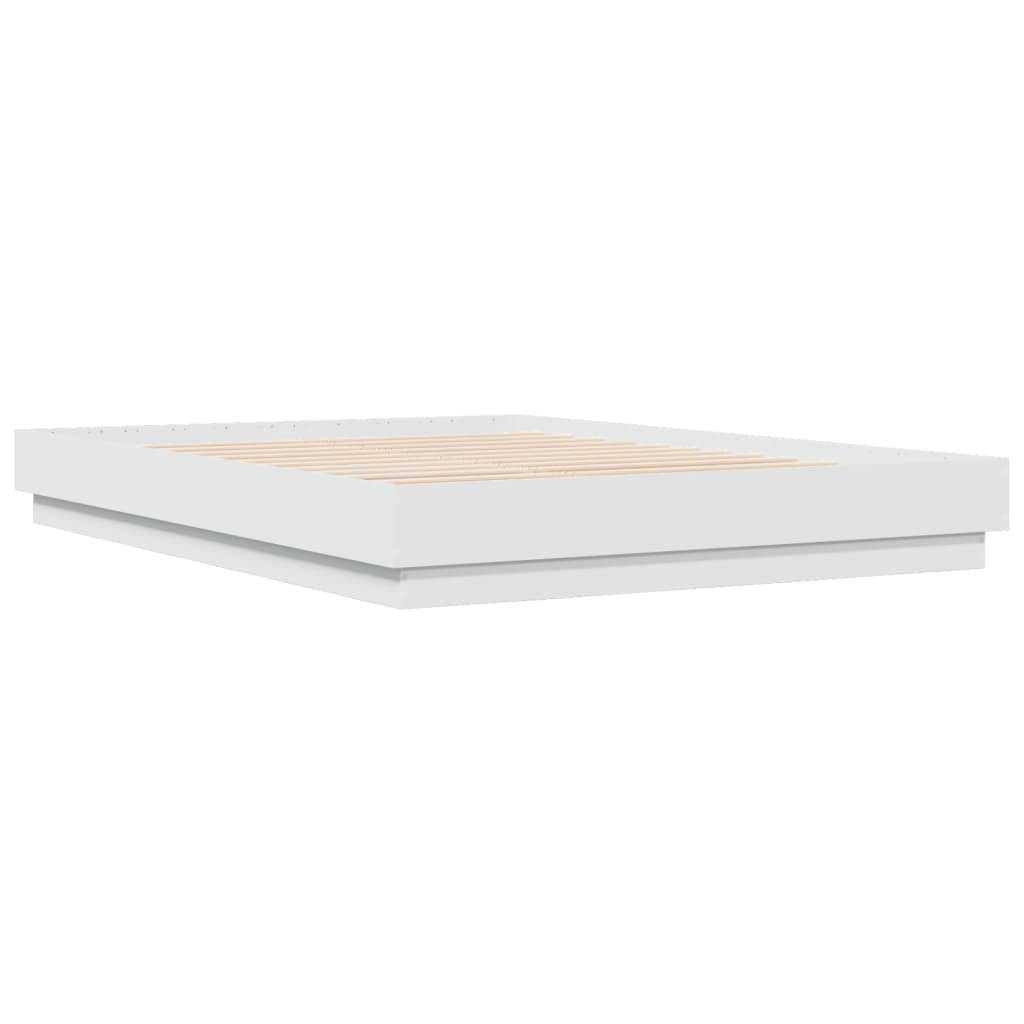vidaXL Rama łóżka z oświetleniem LED, biała, 160x200 cm