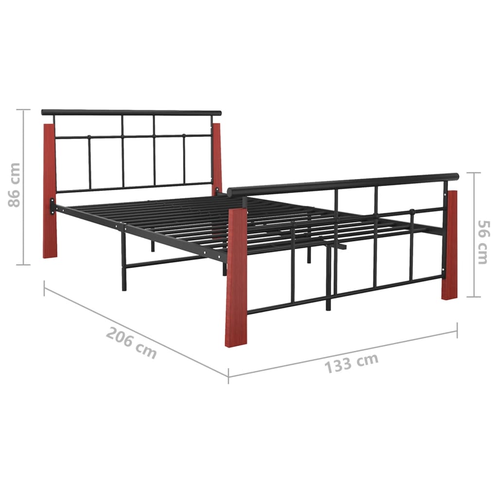 vidaXL Rama łóżka, metal i lite drewno dębowe, 120x200 cm