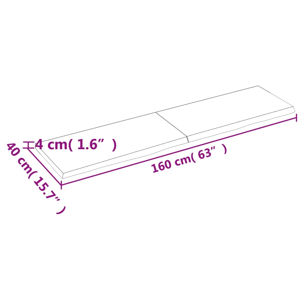 vidaXL Blat stołu, ciemnobrązowy, 160x40x(2-4) cm, lite drewno dębowe