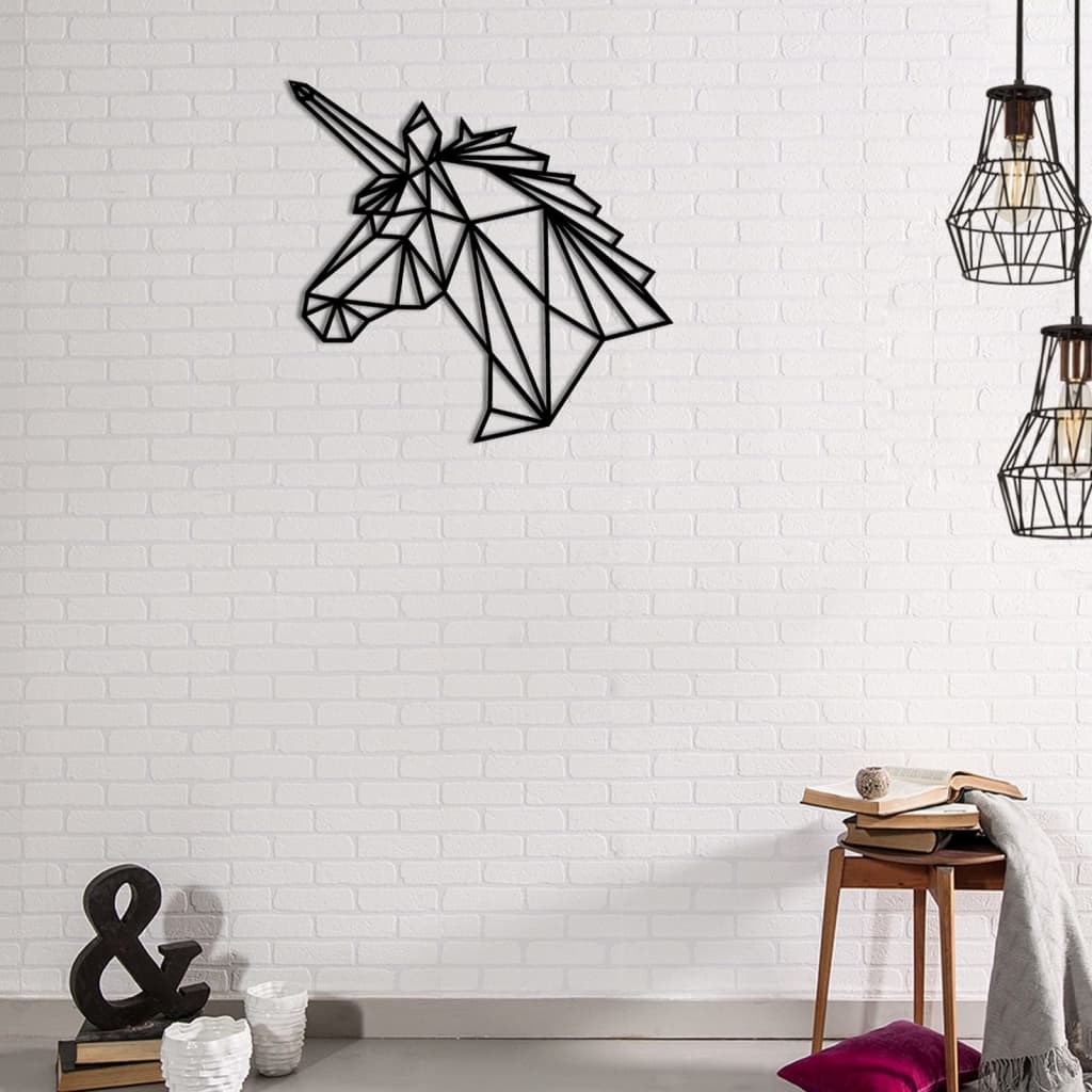 Homemania Dekoracja ścienna Unicorn, 53x50 cm, stalowa, czarna