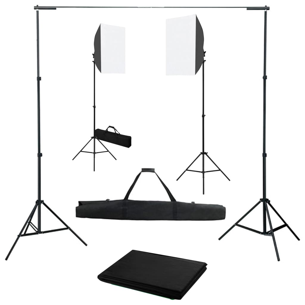 vidaXL Fotograficzny zestaw studyjny z lampami softbox i tłem