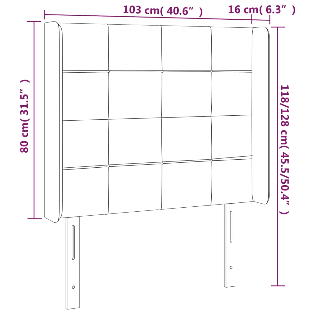 vidaXL Zagłówek do łóżka z LED, ciemnozielony 103x16x118/128cm aksamit