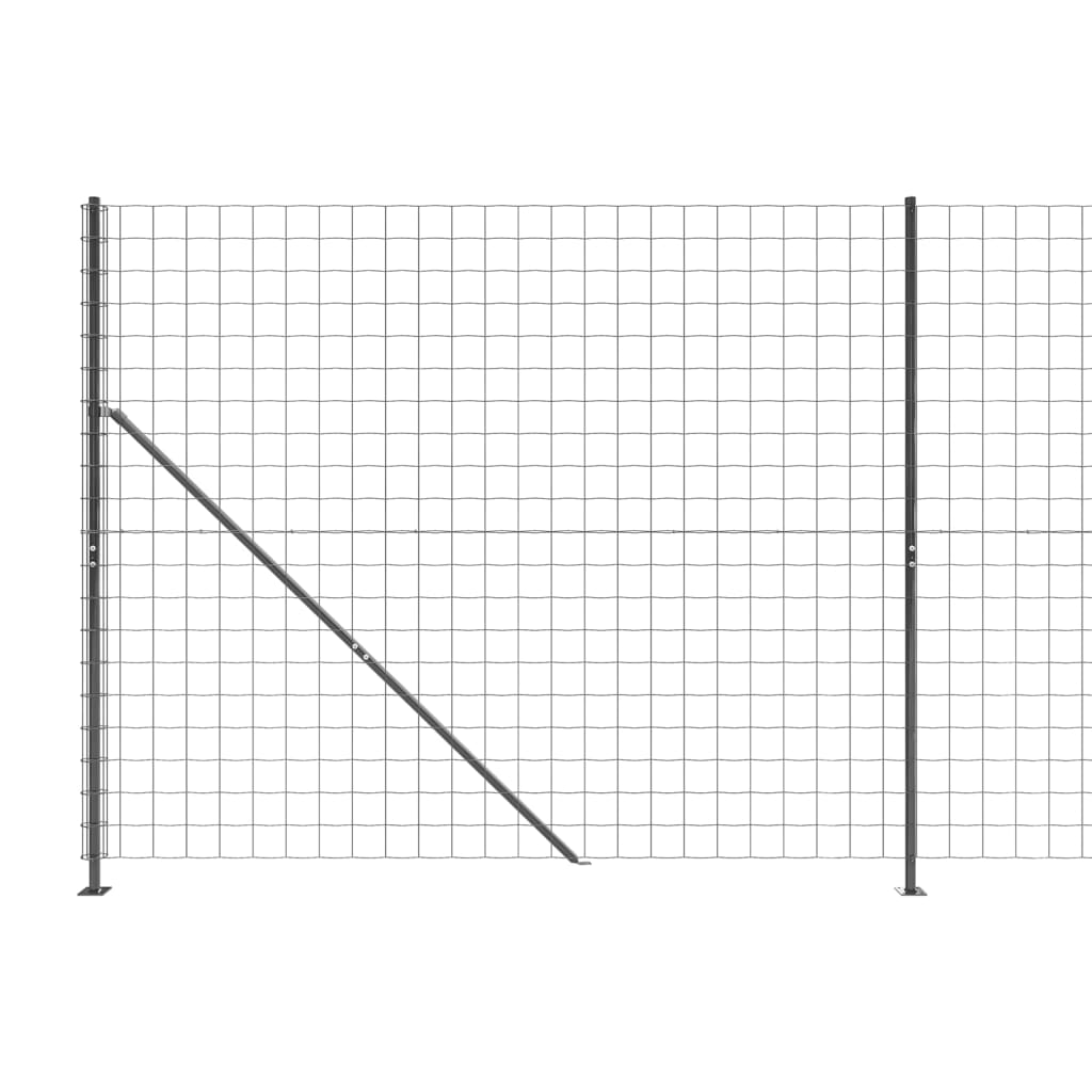 vidaXL Ogrodzenie z siatki, ze stopami słupków, antracytowe, 1,8x25 m