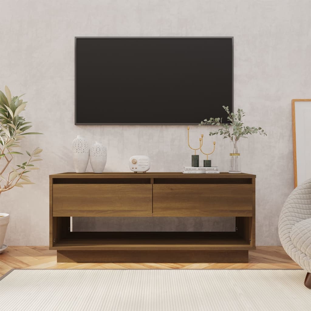 vidaXL Szafka pod TV, brązowy dąb 102x41x44 cm materiał drewnopochodny