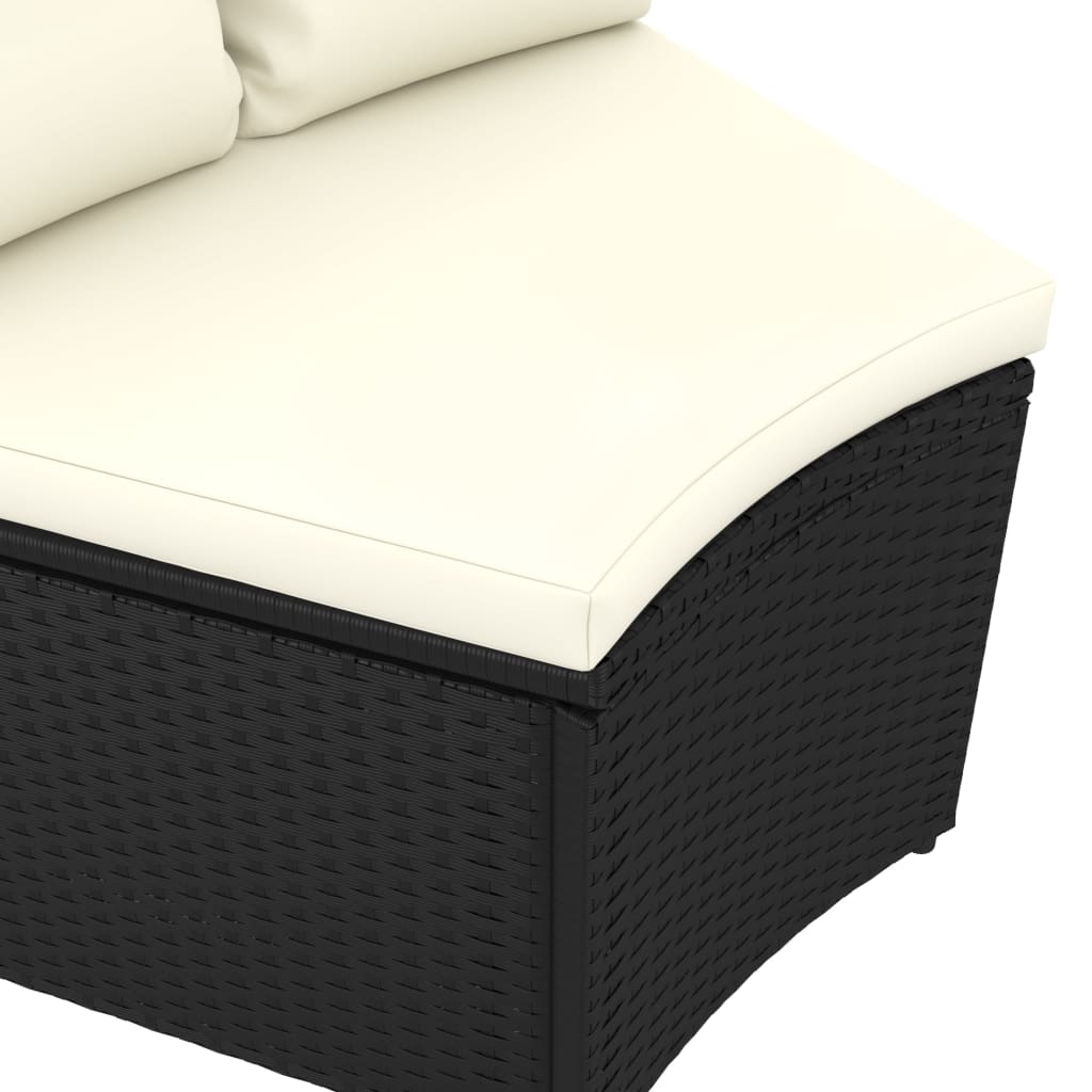 vidaXL 7-częściowa sofa ogrodowa z poduszkami, rattan PE, czarna