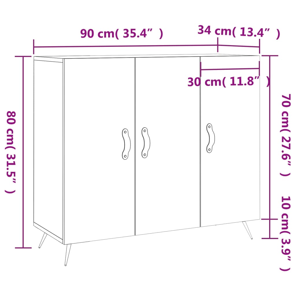 vidaXL Szafka, biała, 90x34x80 cm, materiał drewnopochodny