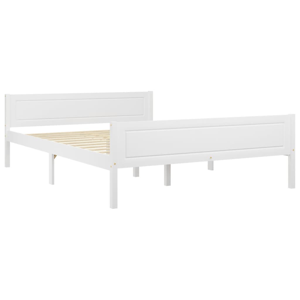 vidaXL Rama łóżka z litego drewna sosnowego, biała, 140 x 200 cm