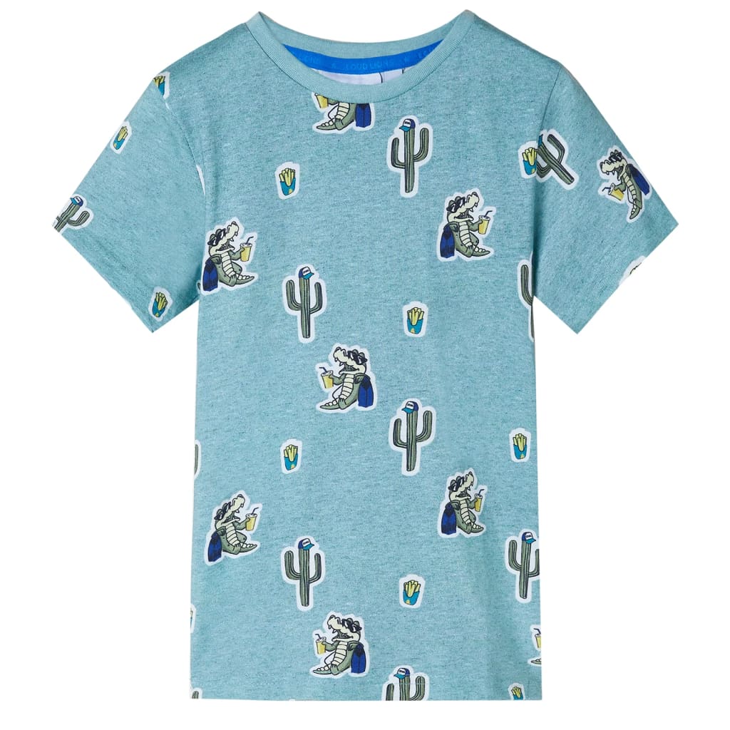 Koszulka dziecięca z krótkimi rękawami, jasnozielony melanż, 140