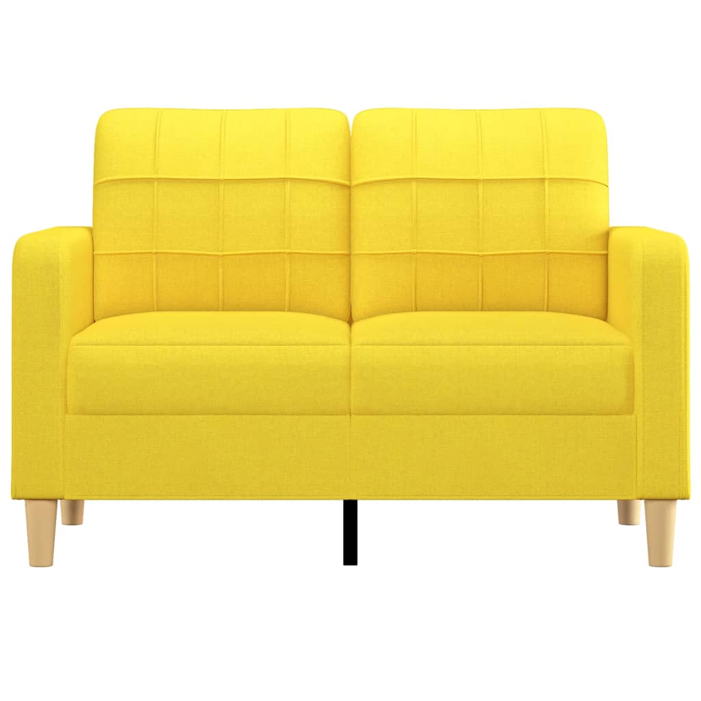 vidaXL Sofa 2-osobowa, jasnożółta, 120 cm, tapicerowana tkaniną