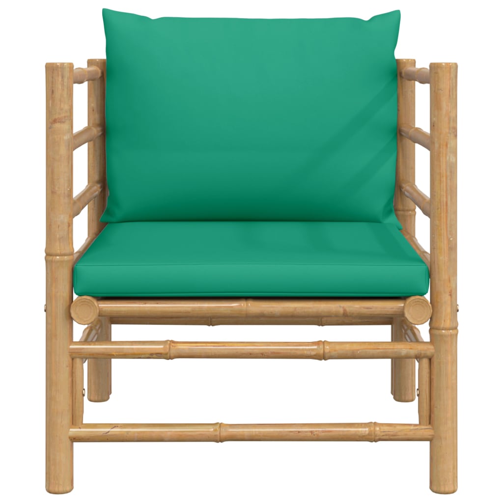 vidaXL Sofa ogrodowa z zielonymi poduszkami, bambusowa