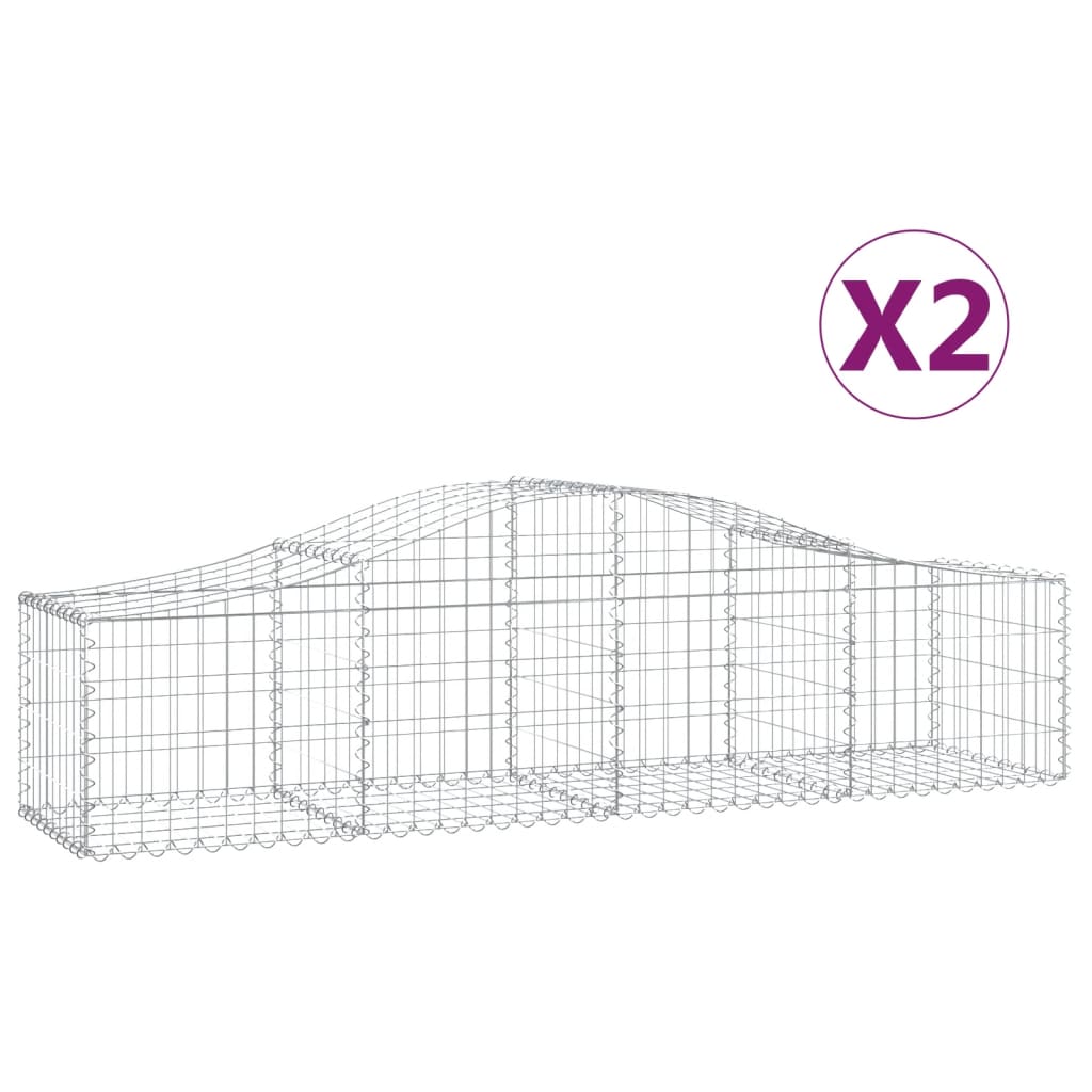 vidaXL Kosze gabionowe, 2 szt, 200x50x40/60 cm, galwanizowane żelazo