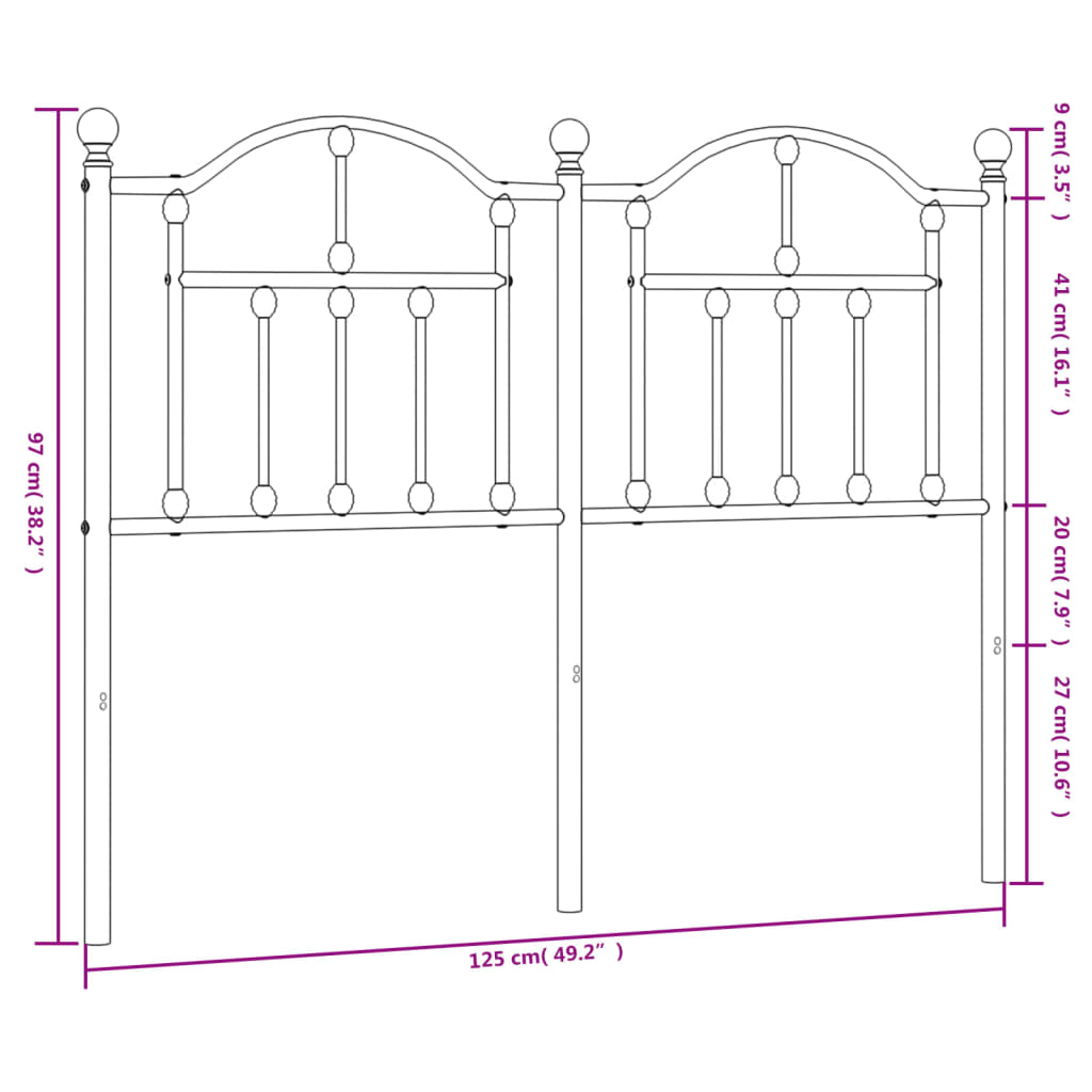 vidaXL Metalowe wezgłowie, białe, 120 cm