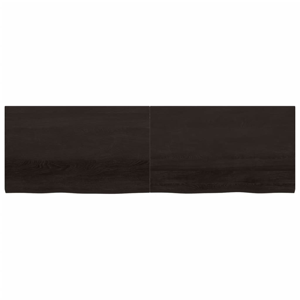 vidaXL Blat stołu, ciemnobrązowy, 200x60x(2-4) cm, lite drewno dębowe