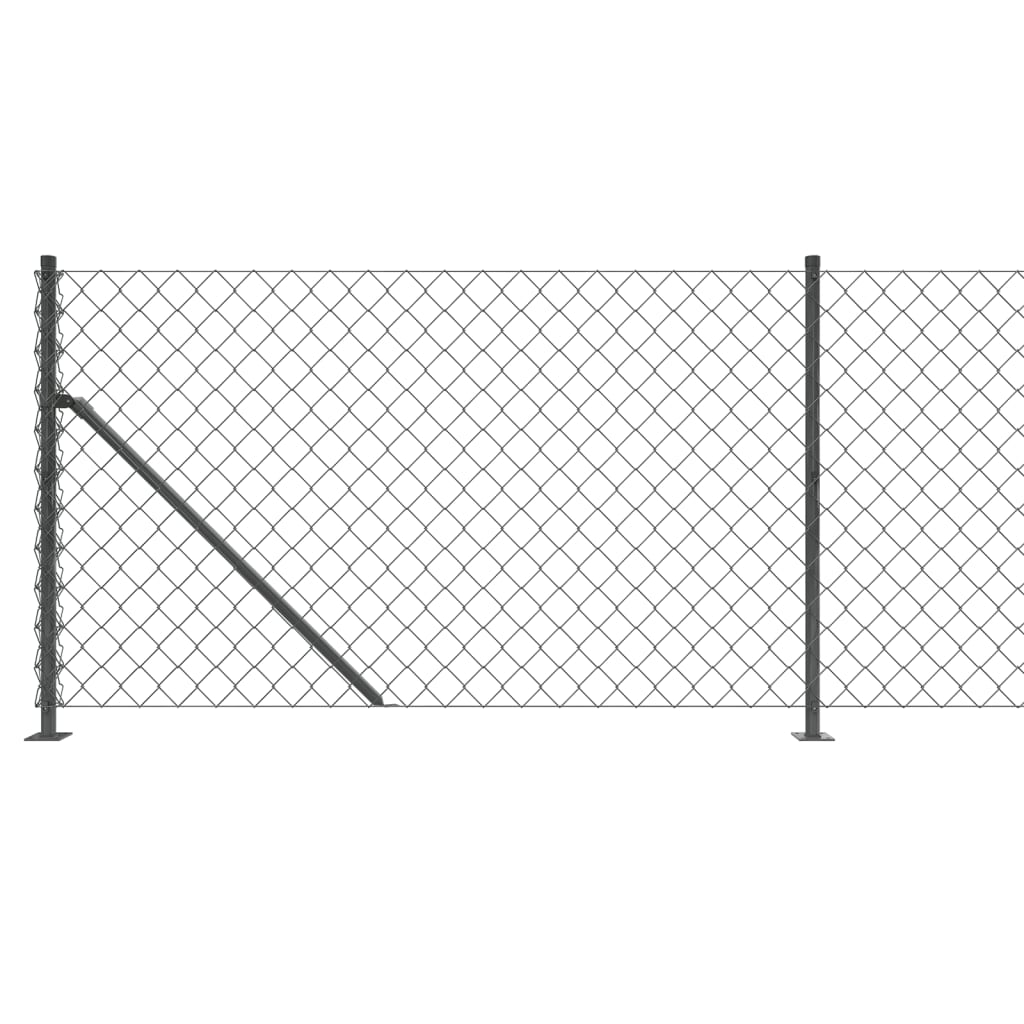 vidaXL Ogrodzenie z siatki, ze stopami słupków, antracytowe, 1,1x25 m