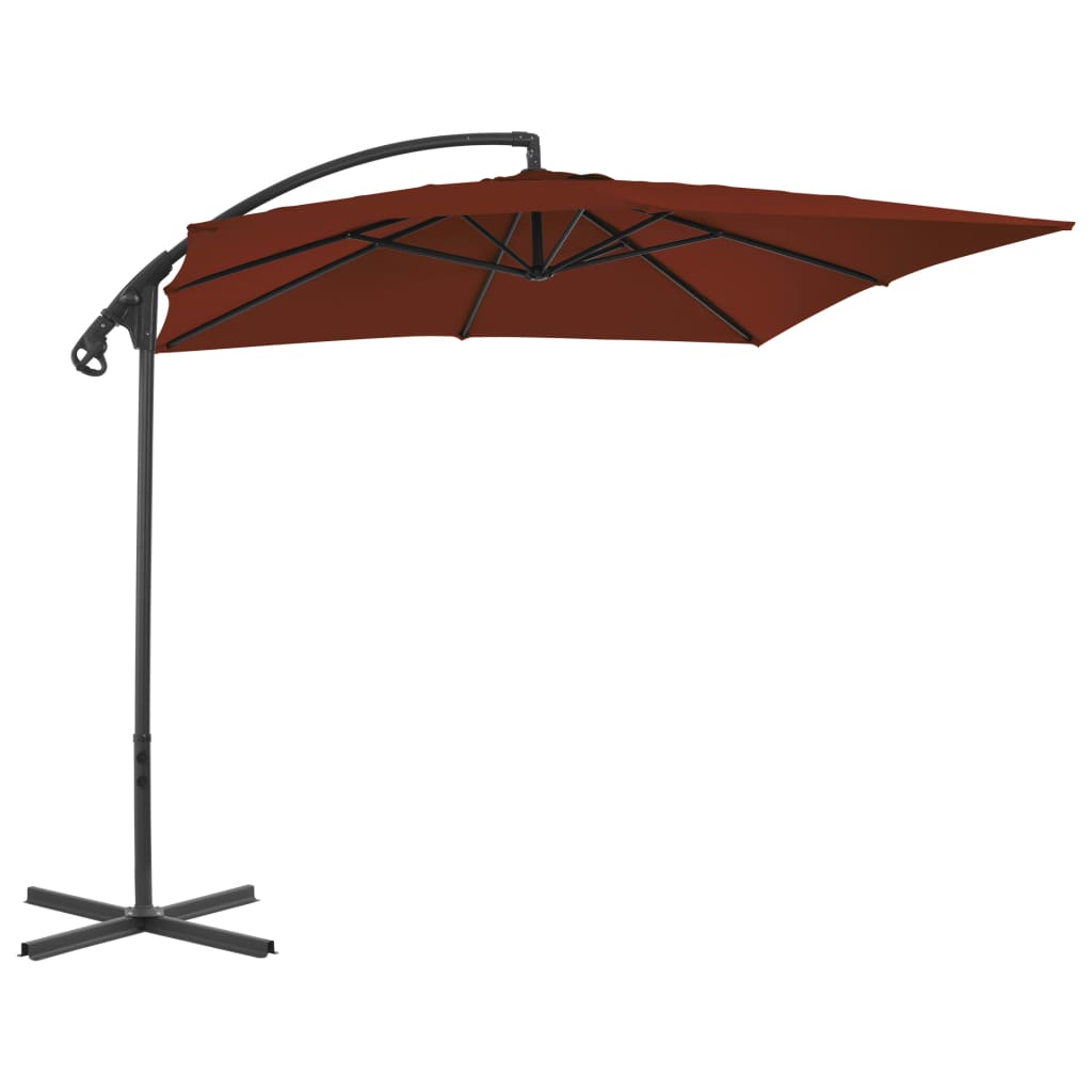 vidaXL Parasol wiszący ze stalowym słupkiem, 250x250 cm, terakota