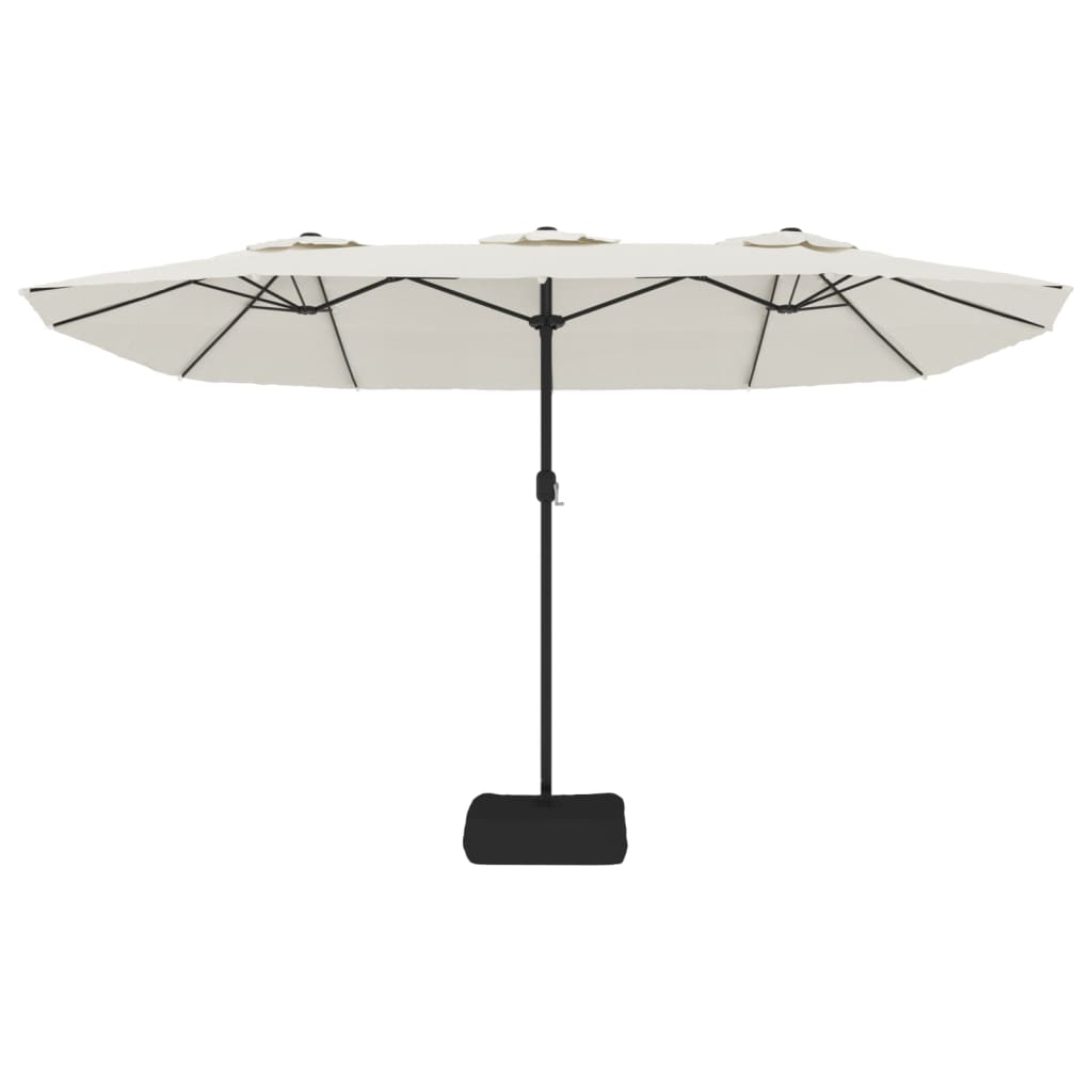 vidaXL Podwójny parasol ogrodowy z LED, piaskowy, 449x245 cm