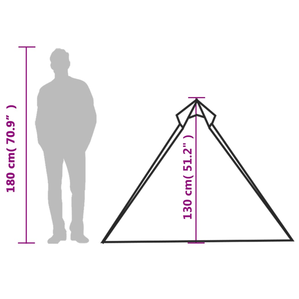 vidaXL Namiot turystyczny, tipi, 1-os., pomarańczowy, wodoszczelny