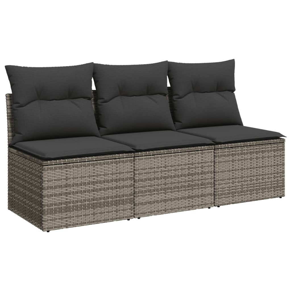 vidaXL 3-osobowa sofa ogrodowa z poduszkami, szara, polirattan