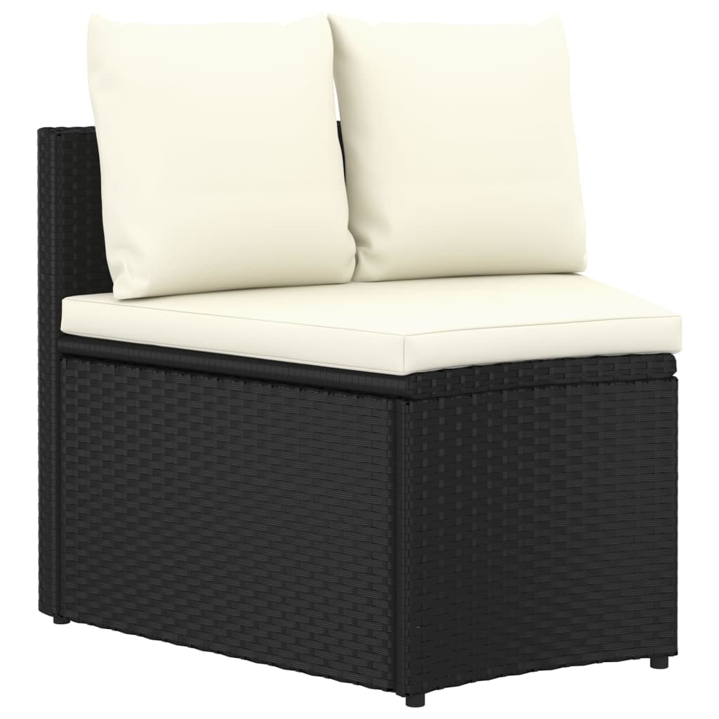 vidaXL 7-częściowa sofa ogrodowa z poduszkami, rattan PE, czarna