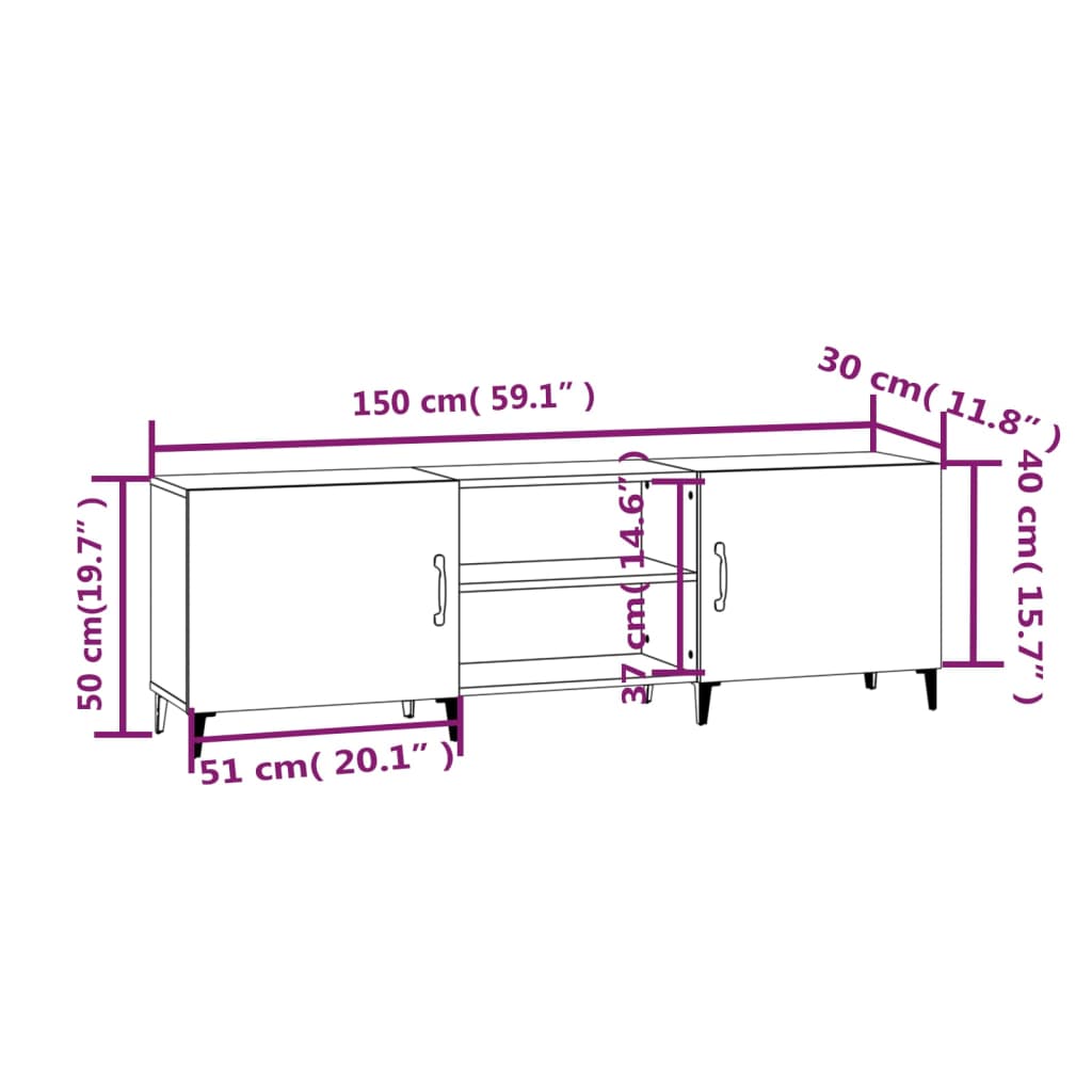 vidaXL Szafka pod TV, wysoki połysk, biała, 150x30x50 cm